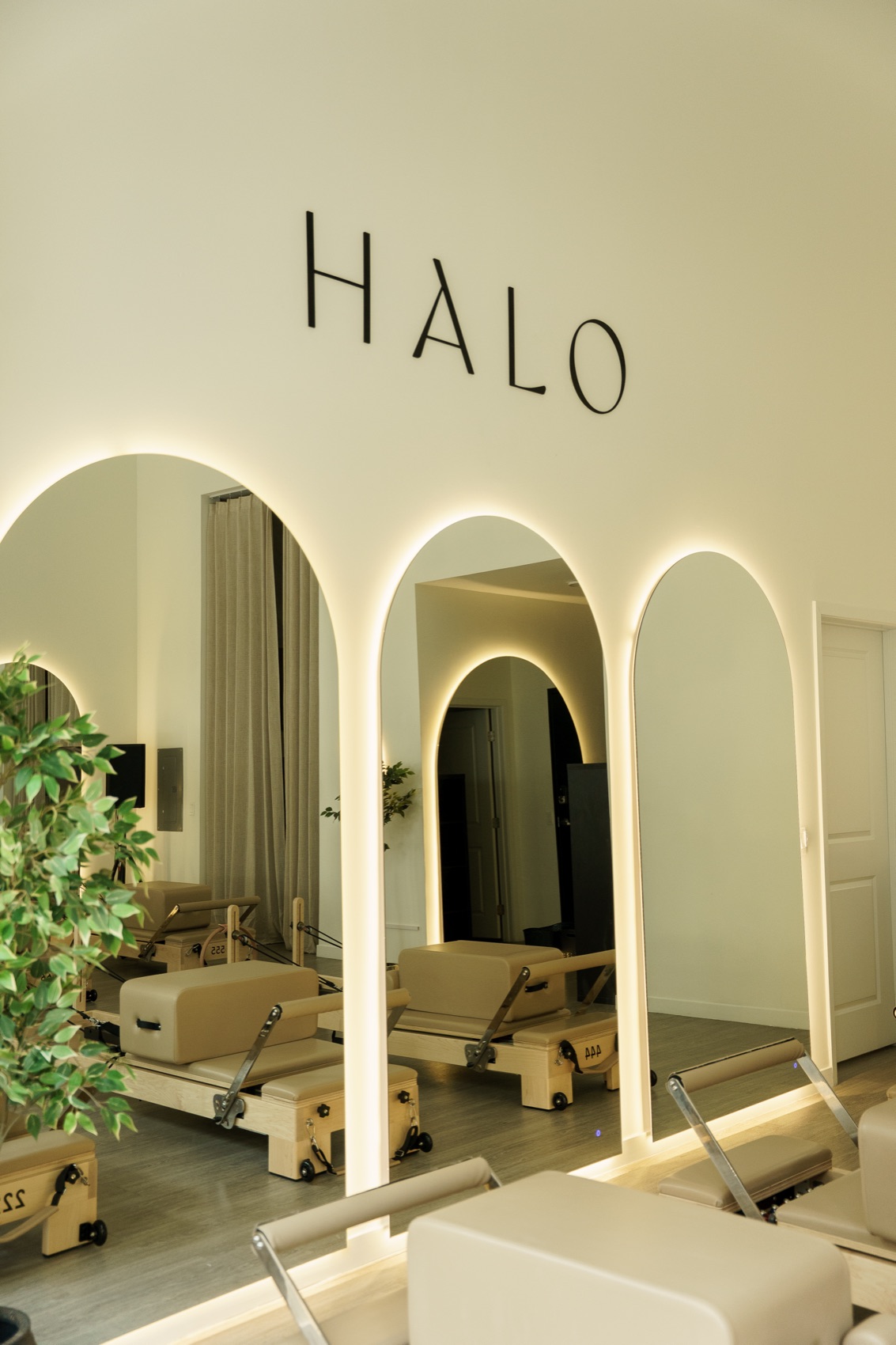 Inside Studio HALO. The reformer floor