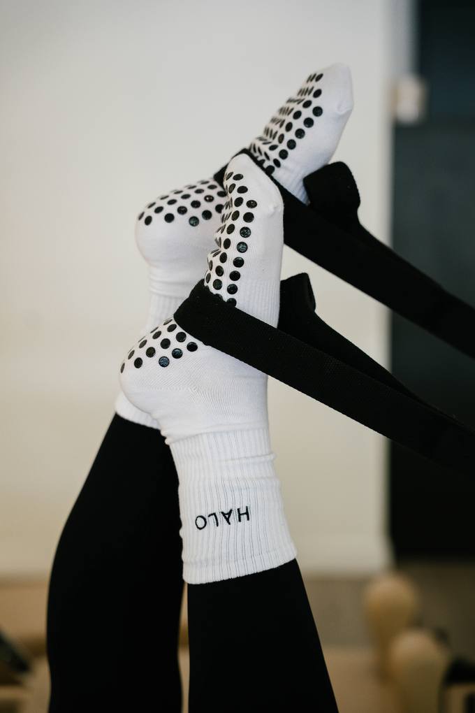 HALO grip socks in the straps